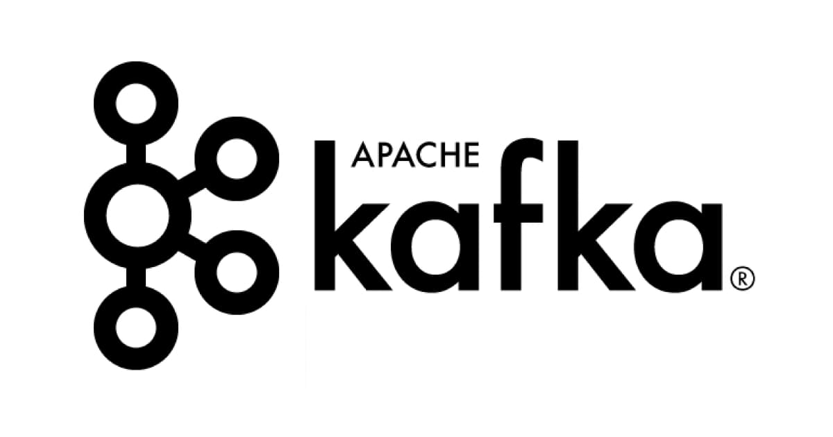 The Apache Kafka logo features a black connected node graphic on the left and the words APACHE kafka in bold, black letters on the right, all on a white background.