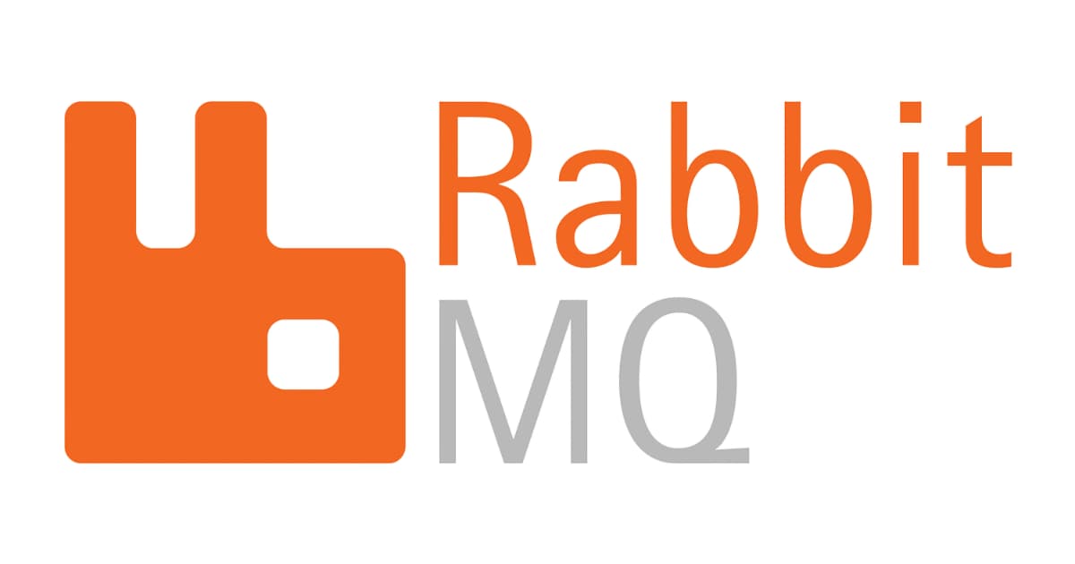 The RabbitMQ logo features a stylized orange rabbit icon next to the text Rabbit in orange and MQ in gray on a white background.